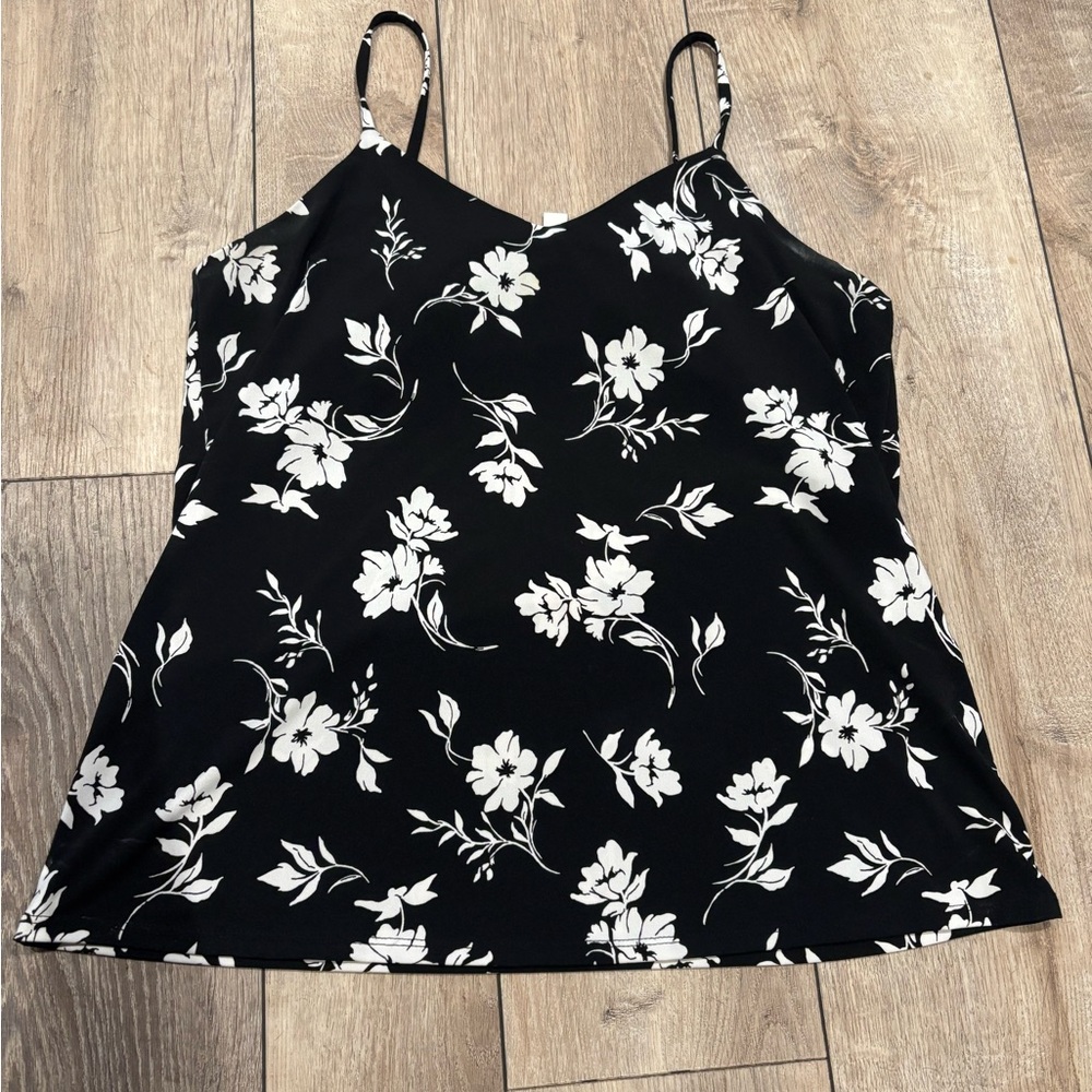 Market & Spruce Black and White Floral Camisole
